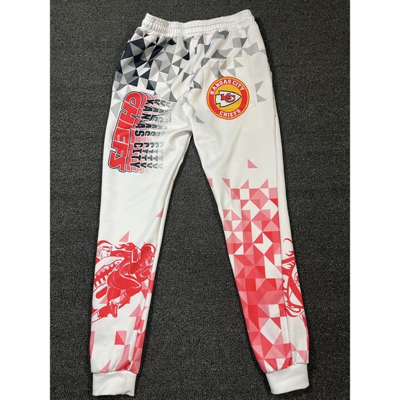 Kansas City Chiefs All Over Print Athletic Jogger Pants White Red Men's Size S - Picture 13 of 16